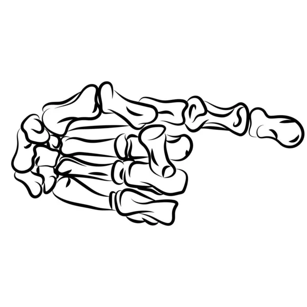Skeleton Hand Pointing Finger Hand Drawn Halloween Greeting Card Celebration — Vettoriale Stock