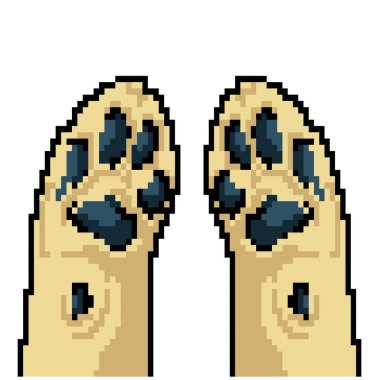 Vektör pikseli evcil hayvan pençesi izole edilmiş çizgi film