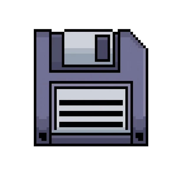 Pixel Art Floppy Disk Icon 8Bit Game White Background —  Vetores de Stock