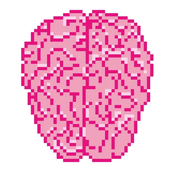 Pixel Pink Brain Retro Bit Gamer Sign Banners Shirts Vector — Vettoriale Stock
