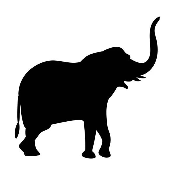 白い背景にシルエットの象 ベクトルEps — ストックベクタ