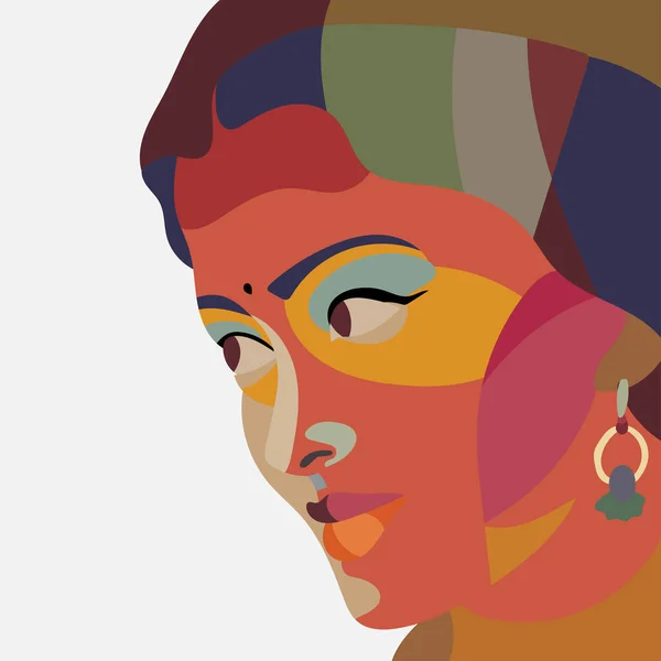 Avatar Young Girl Indian Sari Gold Jewelry Historical Costumes Vector — стоковий вектор