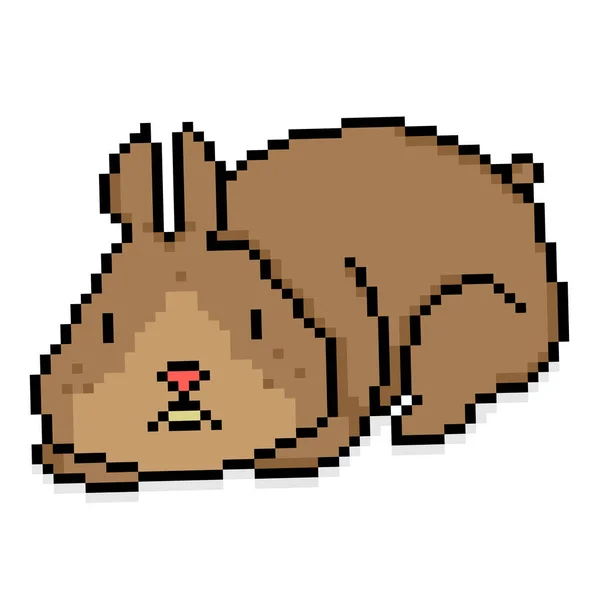 Vector Pixel Arte Conejo Dibujos Animados Aislados — Vector de stock