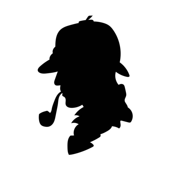 Detective profile icon, logo. Detective vector silhouette. The man in the hat, spy agent, private and mysterious, human inspector