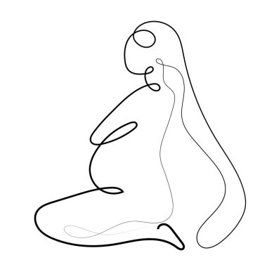 Hamile kadın vektör illüstrasyonunun kesintisiz çizimi