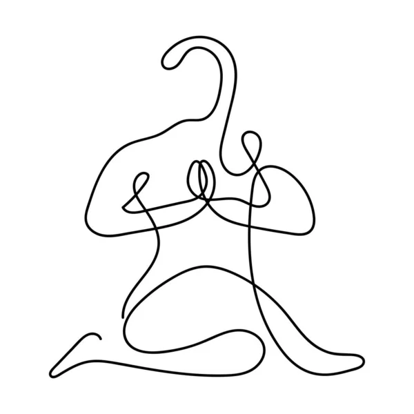 Kontinuerlig Linje Ritning Yoga Woman Minimalistisk Hand Dras — Stock vektor