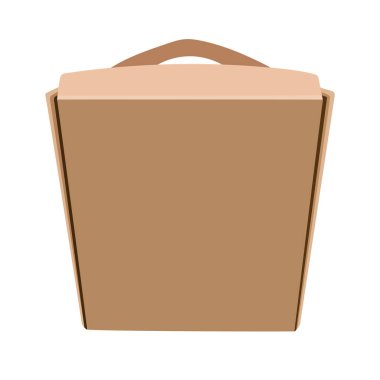 Vektör gerçekçi Çin eriştesi karton kutu maketi. Boş karton Asya fast food konteynırı. Boş doğu yemeği paketi. Paket yemek, kafeterya paketi..