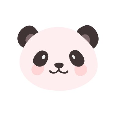Çocuklar için Şirin Panda Kafa Parmak izi Tasarımı. Küçük bebek panda suratlı. Siyah ve Beyaz Çin veya Bambu Ayı Surat. Doodle Çizgi Filmi Kawaii Hayvan Vektörü İllüstrasyonu. İskandinav Yazıcı ya da Poster Tasarımı
