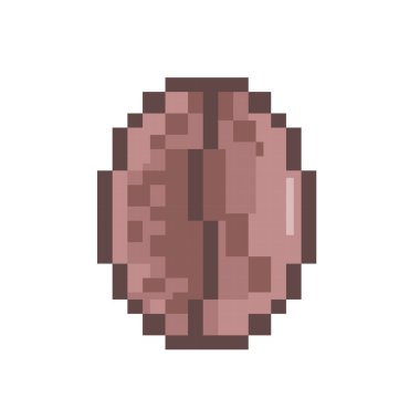 Kahve çekirdeği ikonu pikseli. Kavrulmuş kahve piksel sanatı. Vektör illüstrasyonu.