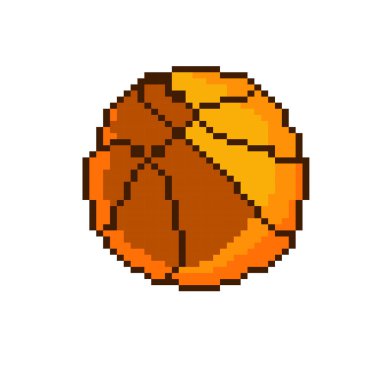 Basketbol topu sekiz bit retro video oyunu stili piksel sanat spor simgesi