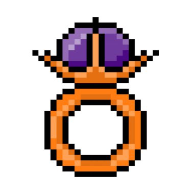 Oyunlar ve web siteleri için mücevherli piksel sihirli yüzük