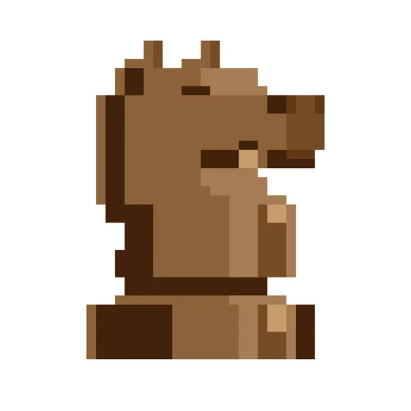 馬のチェス駒のアイコン チェスのアプリケーション ピクセルアートスタイル 8ビットビデオゲームのスプライト ゲーム資産 分離抽象ベクトル図 — ストックベクタ