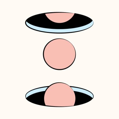 Soyut gerçeküstü unsurlar. Modern heykellerin ve kozmik uzay elementlerinin modaya uygun psikedelik tarzdaki çizimleri. Çıkartma paketi. Pastel renkler.