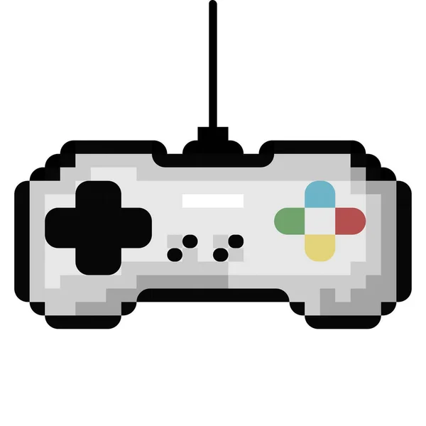 ヴィンテージゲームパッド ゲームパッドピクセル画像 ピクセルジョイスティックのベクトル図 アプリ ロゴやTシャツのデザインのためのゲームコントローラーアイコン — ストックベクタ