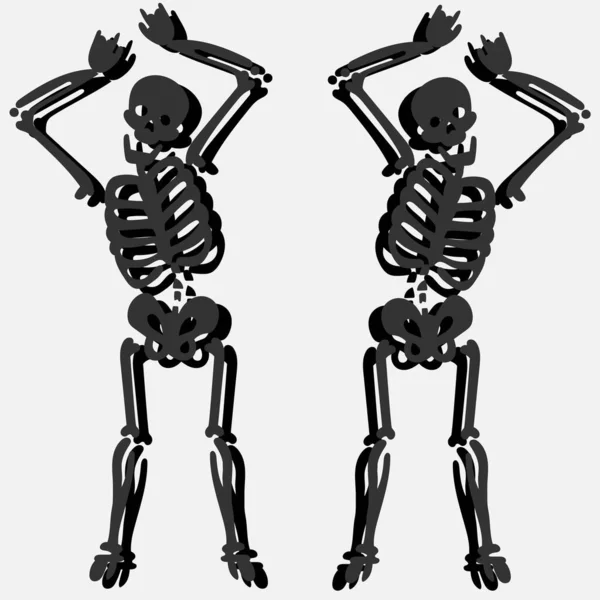 Esqueletos Engraçados Dançar Dia Dos Mortos Ilustração Vetor Conceito Halloween — Vetor de Stock
