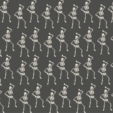 Dans eden komik iskeletler. Ölüm Günü, Cadılar Bayramı konsept vektör çizimi