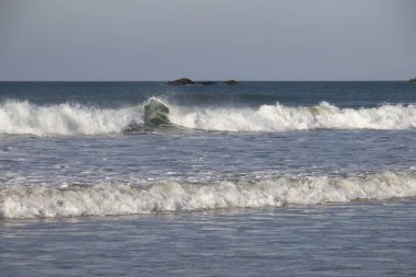 Dalgalar sahile çarpıyor.