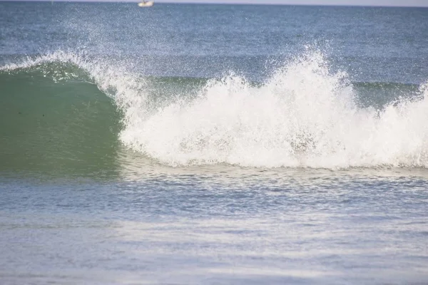 Dalgalar sahile çarpıyor.
