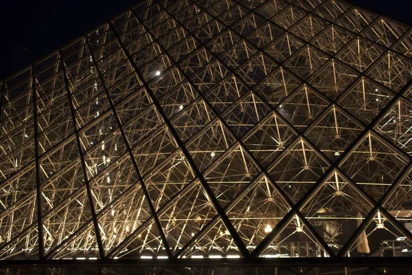 Entrance Louvre Night — Foto Stock