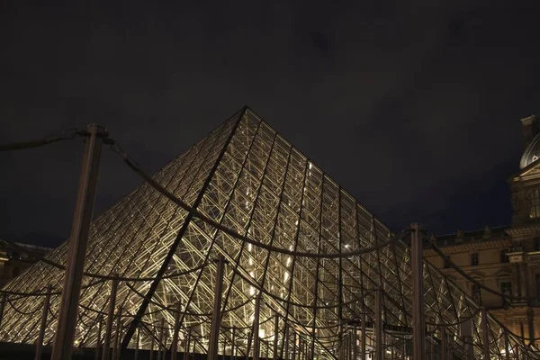Entrance Louvre Night — Stock Photo, Image