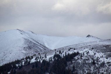 Kışın karla kaplı dağlar