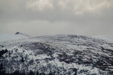 Kışın karla kaplı dağlar