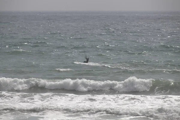 Kite Surfing Στον Ατλαντικό Ωκεανό — Φωτογραφία Αρχείου