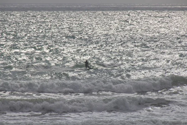 Kite Surfing Στον Ατλαντικό Ωκεανό — Φωτογραφία Αρχείου