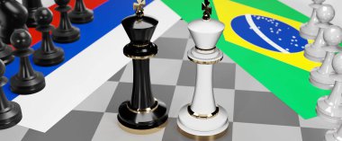 Rusya ve Brezilya arasında bir ticaret anlaşması ve ulusal bayraklarla oynanan bir satranç oyunuyla sembolize edilen egemenliği hedefleyen bu iki ülke arasında çatışma, çatışma, kriz ve tartışma