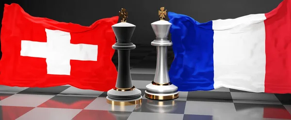 Саммит Швейцарии Франция Борьба Противостояние Между Этими Двумя Странами Направленное — стоковое фото