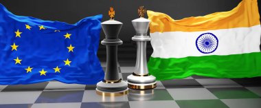 Bu iki ülke arasında, ulusal bayraklı ve 3D resimli bir satranç oyunuyla sembolize edilen siyasi meseleleri çözmeyi amaçlayan bir Avrupa Avrupa Avrupa zirvesi, mücadele veya bir engel