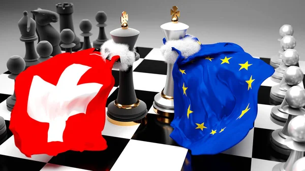 Schweiz Europa Krise Konflikt Konflikt Und Debatte Zwischen Diesen Beiden — Stockfoto