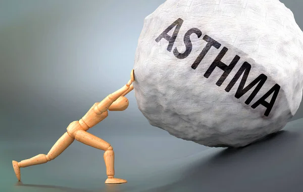 Asthma Darstellung Abdruck Und Darstellung Dieses Zustandes Anhand Eines Hölzernen — Stockfoto