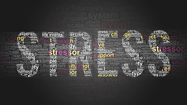 Stres Istotne Tematy Terminy Związane Stresem Ułożone Według Wagi Kolorowy — Zdjęcie stockowe