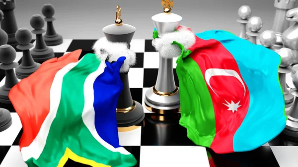 Güney Afrika Azerbaycan Diplomasi Sanatını Sembolize Eden Ulusal Bayraklı Iki — Stok fotoğraf