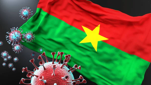 Burkina Faso Pandemia Codarda Virus Corona Che Attacca Bandiera Nazionale — Foto Stock