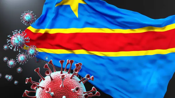 Конго Демократична Республіка Ковалентний Вірус Пандемії Корони Нападають Свій Національний — стокове фото
