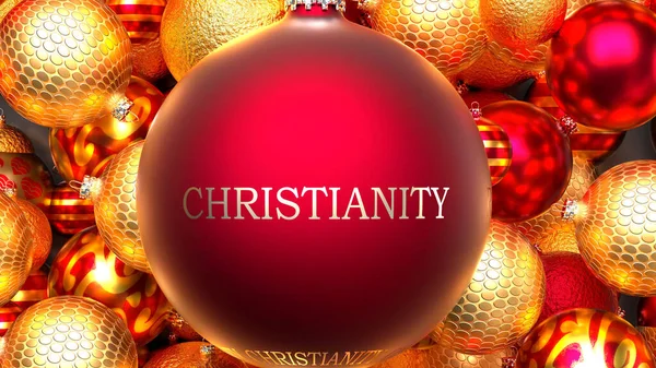 Vánoční Křesťanství Desítky Zlaté Bohaté Červené Sváteční Ozdoby Křesťanství Červený — Stock fotografie