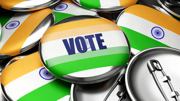 Vota India Bandiera Nazionale Dell India Decine Pulsanti Pinback Che — Foto Stock