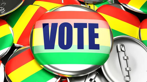 Bolivie Vote Douzaines Boutons Pinback Avec Drapeau Bolivie Mot Vote — Photo