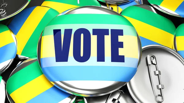 Gabon Vote Dizaines Boutons Pinback Avec Drapeau Gabon Mot Vote — Photo