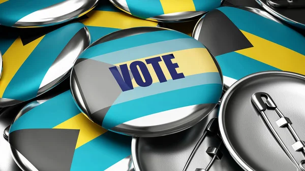 Vote Aux Bahamas Drapeau National Des Bahamas Sur Des Dizaines — Photo