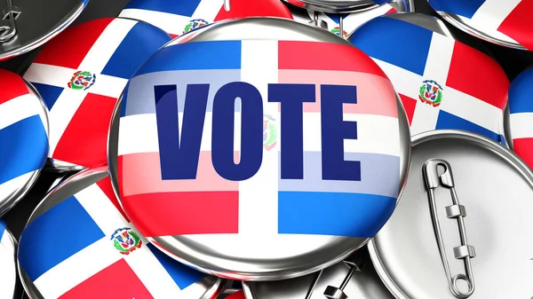 République Dominicaine Vote Douzaines Boutons Pinback Avec Drapeau République Dominicaine — Photo
