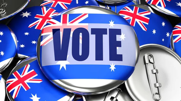 Austrália Vote Dezenas Botões Pinback Com Uma Bandeira Austrália Uma — Fotografia de Stock