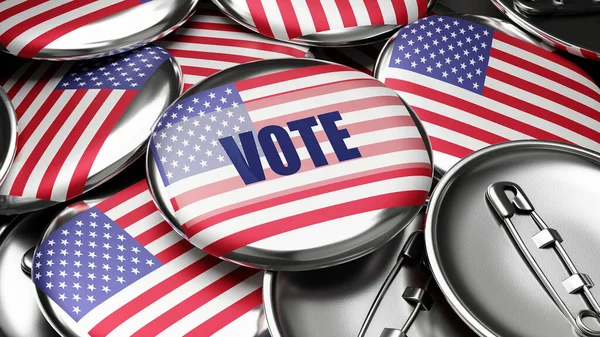 Vote Usa National Flag Usa Dozens Pinback Buttons Symbolizing Upcoming — Stock Photo, Image