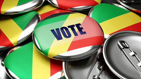 Vote Congo Drapeau National Congo Sur Des Dizaines Boutons Pinback — Photo