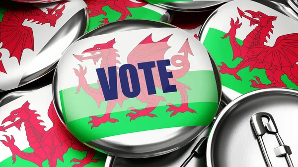 Vote Pays Galles Drapeau National Pays Galles Sur Des Dizaines — Photo