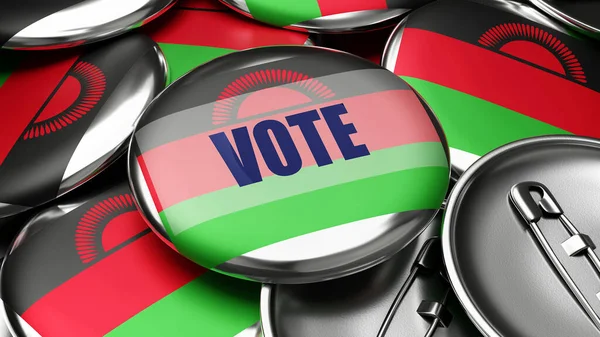 Vote Malawi National Flag Malawi Dozens Pinback Buttons Symbolizing Upcoming — Stock Photo, Image