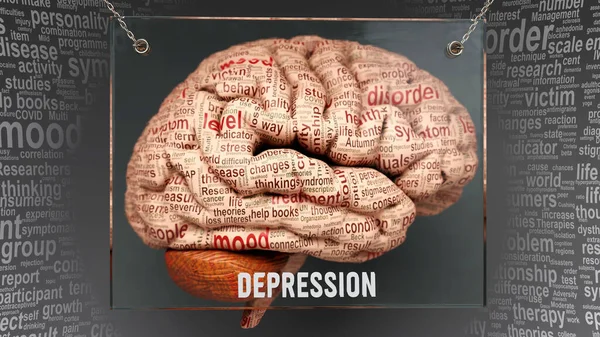 Анатомія Депресії Причини Наслідки Спрямовані Людський Мозок Виявляють Складність Депресії — стокове фото