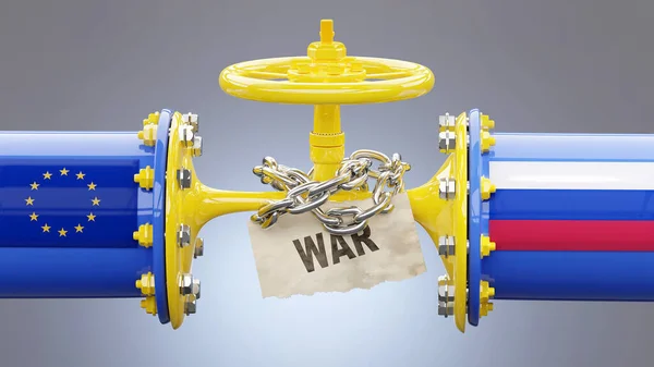 AB Avrupa ve Rusya petrol ve doğalgaz yaptırımları, geri çekilme ve savaş. Sıkıştırılmış gaz borusu, LNG ambargosu, kriz ve yaklaşan fiyat artışlarını sembolize ediyor.